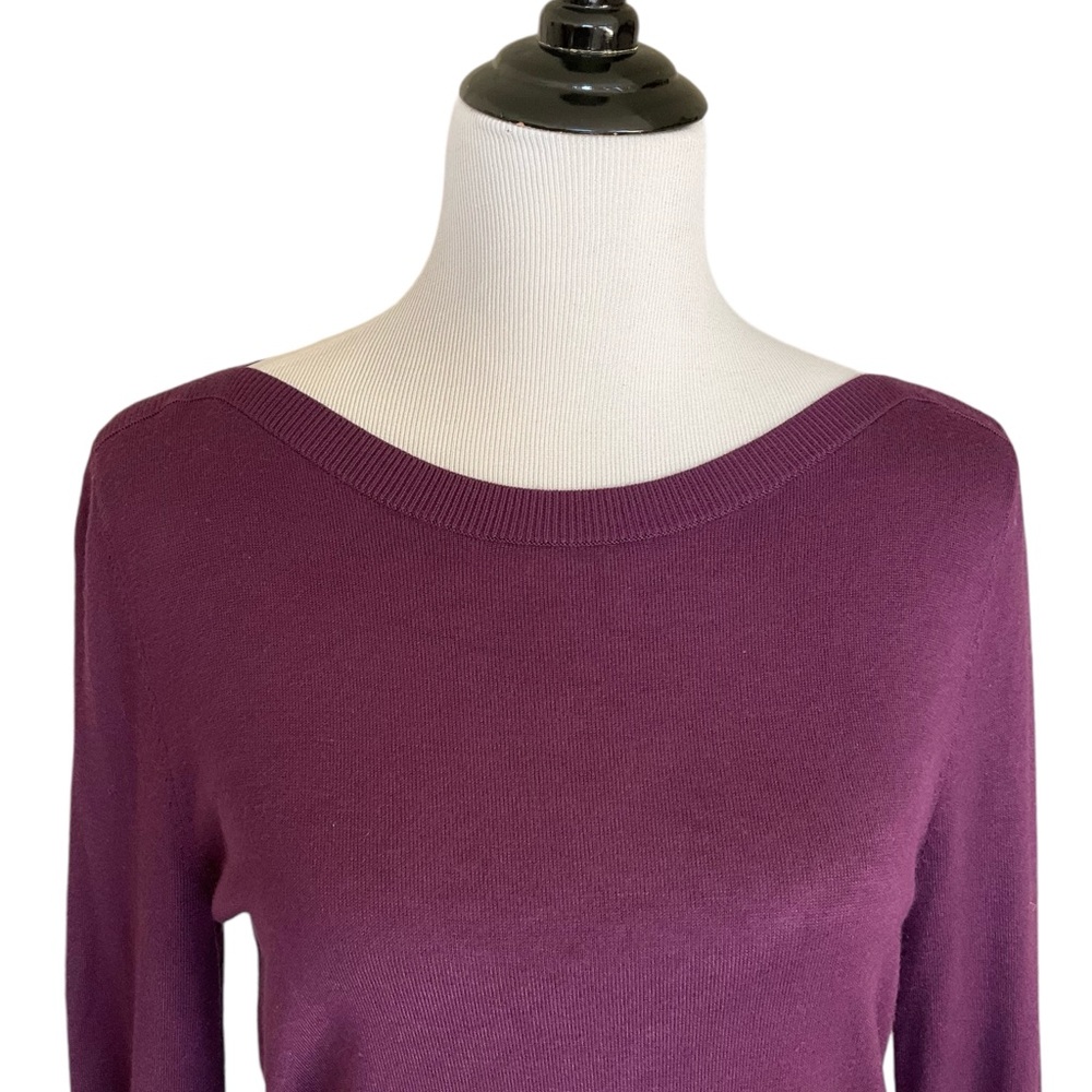 41 Hawthorn Stitch Fix Tamzen Bell Sleeve Boatneck Sweater Size S Dark Purple - Picture 4 of 10